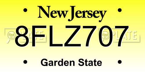 8FLZ707 New Jersey License Plate