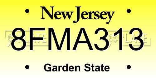 8FMA313 New Jersey License Plate