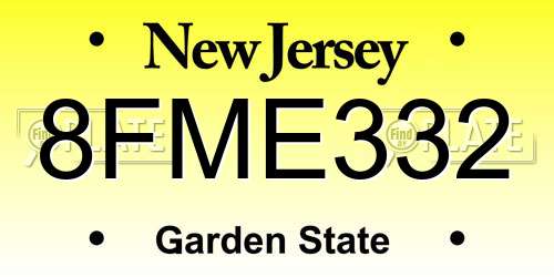8FME332 New Jersey License Plate