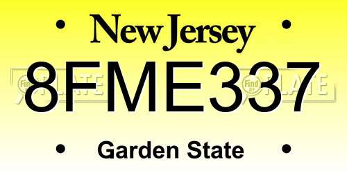 8FME337 New Jersey License Plate