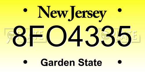 8FO4335 New Jersey License Plate
