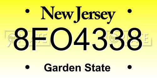 8FO4338 New Jersey License Plate