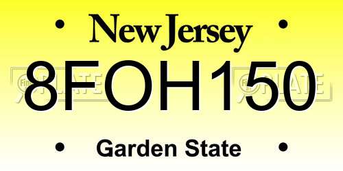 8FOH150 New Jersey License Plate