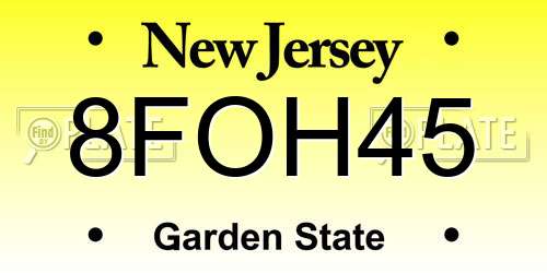 8FOH45 New Jersey License Plate