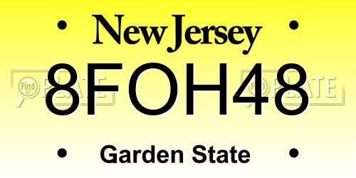 8FOH48 New Jersey License Plate