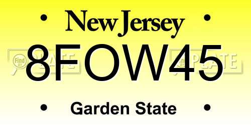8FOW45 New Jersey License Plate