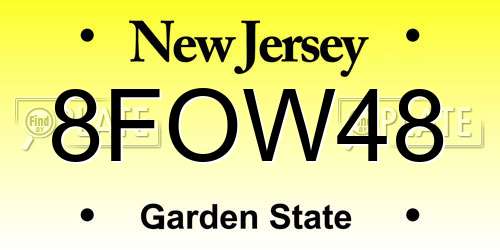 8FOW48 New Jersey License Plate