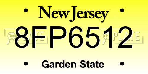 8FP6512 New Jersey License Plate