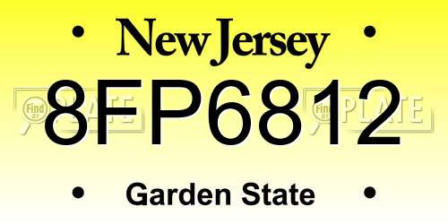 8FP6812 New Jersey License Plate