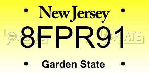 8FPR91 New Jersey License Plate