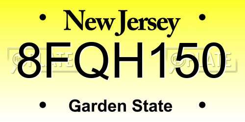 8FQH150 New Jersey License Plate