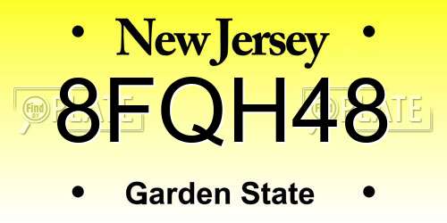 8FQH48 New Jersey License Plate