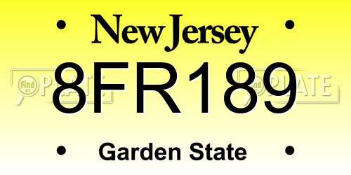 8FR189 New Jersey License Plate