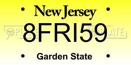 8FRI59 New Jersey License Plate
