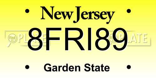 8FRI89 New Jersey License Plate
