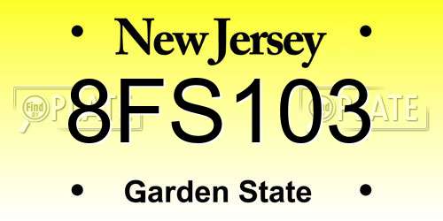 8FS103 New Jersey License Plate