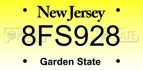 8FS928 New Jersey License Plate