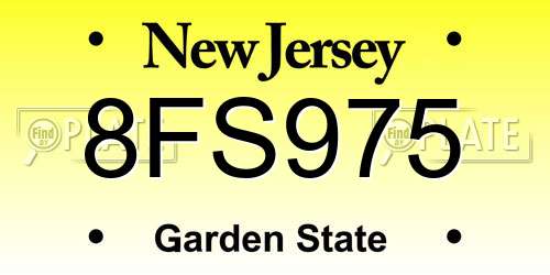 8FS975 New Jersey License Plate