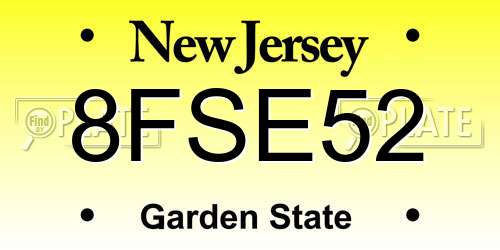 8FSE52 New Jersey License Plate