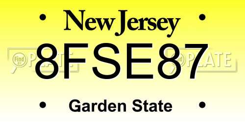 8FSE87 New Jersey License Plate