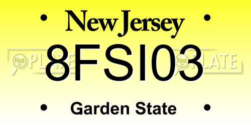 8FSI03 New Jersey License Plate
