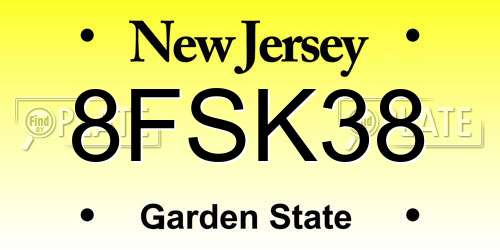 8FSK38 New Jersey License Plate