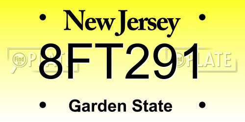 8FT291 New Jersey License Plate