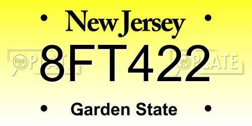 8FT422 New Jersey License Plate