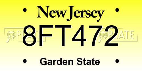 8FT472 New Jersey License Plate