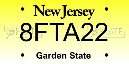 8FTA22 New Jersey License Plate