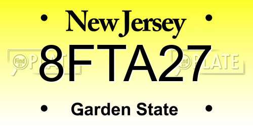 8FTA27 New Jersey License Plate