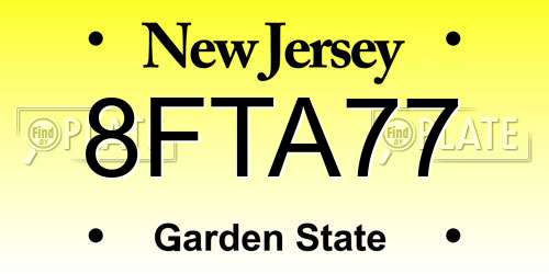 8FTA77 New Jersey License Plate
