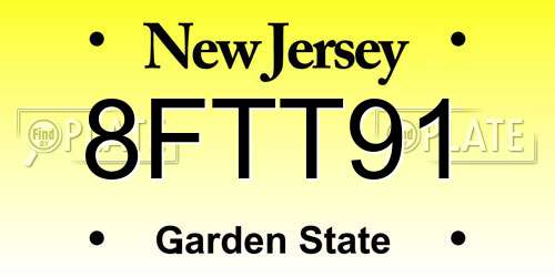 8FTT91 New Jersey License Plate