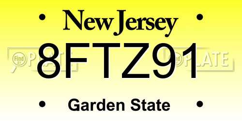 8FTZ91 New Jersey License Plate