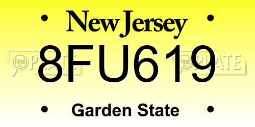 8FU619 New Jersey License Plate