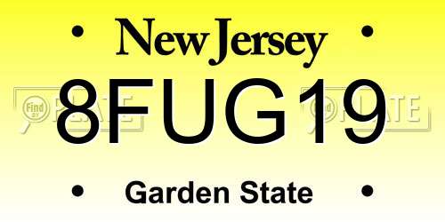 8FUG19 New Jersey License Plate