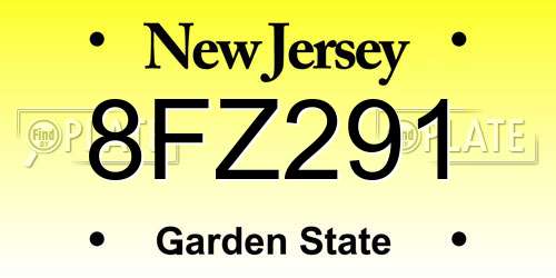 8FZ291 New Jersey License Plate