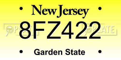 8FZ422 New Jersey License Plate