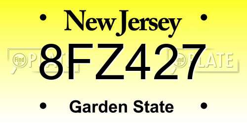 8FZ427 New Jersey License Plate