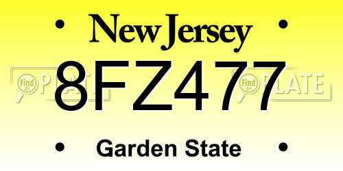 8FZ477 New Jersey License Plate