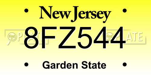 8FZ544 New Jersey License Plate