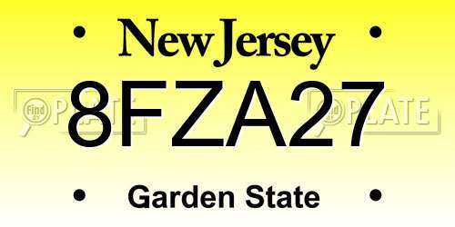 8FZA27 New Jersey License Plate
