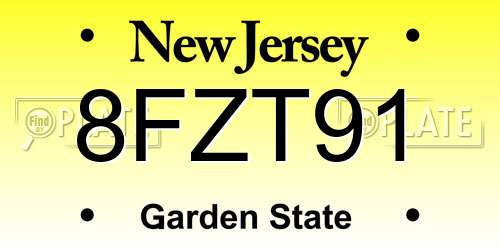 8FZT91 New Jersey License Plate