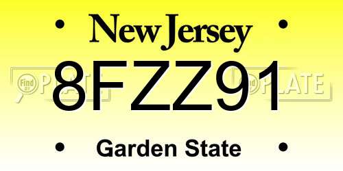 8FZZ91 New Jersey License Plate