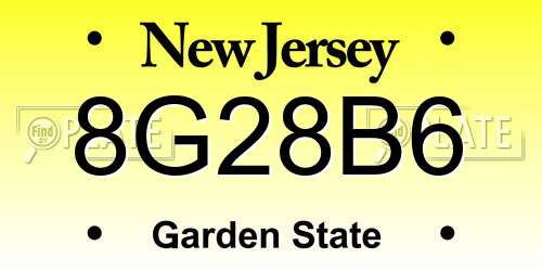 8G28B6 New Jersey License Plate