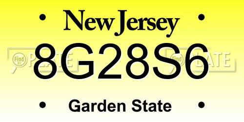 8G28S6 New Jersey License Plate