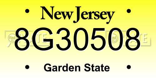 8G30508 New Jersey License Plate