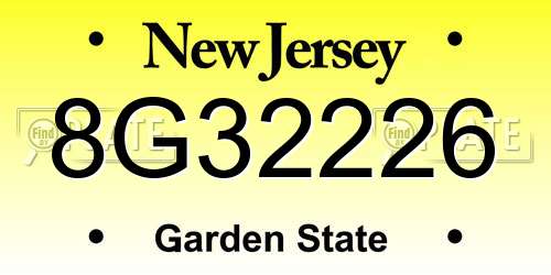 8G32226 New Jersey License Plate