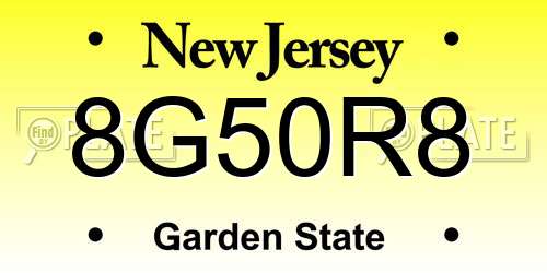 8G50R8 New Jersey License Plate