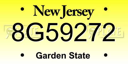 8G59272 New Jersey License Plate
